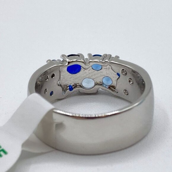 Bomb Party Ring RBP6118 Sparkled Elegance Multi Blue Cubic Zirconia Sz 8 Rhodium - Picture 5 of 6